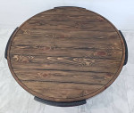 Rustic Pine Wood and Iron Round 40” Coffee Table LIKE NEW