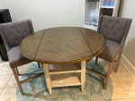 Farmhouse Drop Leaf Counter Height Dining Table w/ 2 Fabric Chairs
