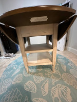 Farmhouse Drop Leaf Counter Height Dining Table w/ 2 Fabric Chairs