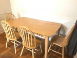Extendable Oak Dining Table with 4 Chairs