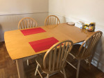 Extendable Oak Dining Table with 4 Chairs