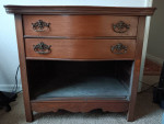Antique 2 Drawer Wood (Oak) Table (Without Bottom Doors)