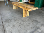Ponderosa Pine Slab & Legs Coffee Table Bench 68” Long 16” Height