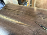 Black Walnut Dining Table 93” Beautiful Grain and Knots 2 Slabs