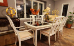 BREATHTAKING SOLID WOOD DISTRESSED DINING TABLE WITH 6 CHAIRS