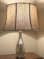 Large glass table lamp with shade