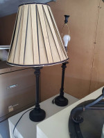 Pair of Table Lamps,Black With Beige Shades