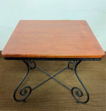 Square Accent Table with Wood Top and Black Metal Base. End Table. Side Table