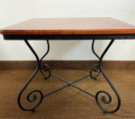Square Accent Table with Wood Top and Black Metal Base. End Table. Side Table