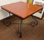 Square Accent Table with Wood Top and Black Metal Base. End Table. Side Table