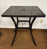 Outdoor Patio Deck Metal Bistro Table with 2 Swivel Stools, Square Cafe Table. O
