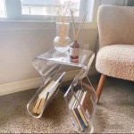 Mid Century Minimalist Acrylic Magazine Rack Coffee And Side Table Set