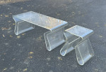 Mid Century Minimalist Acrylic Magazine Rack Coffee And Side Table Set