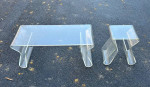 Mid Century Minimalist Acrylic Magazine Rack Coffee And Side Table Set