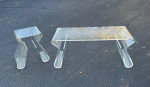 Mid Century Minimalist Acrylic Magazine Rack Coffee And Side Table Set