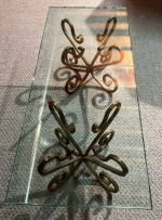 Table Glass 3/4" Thick Coffee Table Brass Base Gorgeous