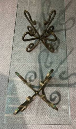 Table Glass 3/4" Thick Coffee Table Brass Base Gorgeous
