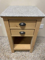 Small Granite Top Side table 31” H x 18” W x 18”D with 2 drawers