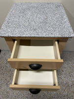 Small Granite Top Side table 31” H x 18” W x 18”D with 2 drawers