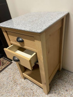 Small Granite Top Side table 31” H x 18” W x 18”D with 2 drawers