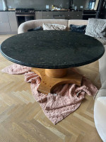 Large Granite top mid century dining table verde marinade beautiful