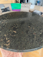Large Granite top mid century dining table verde marinade beautiful