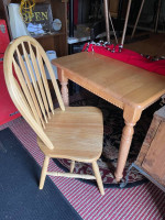 Blond Dining Table with Two Chairs
