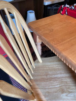 Blond Dining Table with Two Chairs