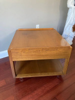 Mid century Modern Mahogany Side Table on Brass Casters by Edward Wormley for Du