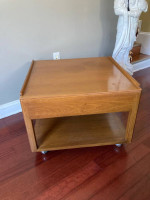 Mid century Modern Mahogany Side Table on Brass Casters by Edward Wormley for Du