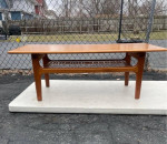 Scandinavian Modern Teak and Cane Coffee Table by Trioh Møbler.