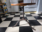 Industrial Side Table Solid wood on cast iron legs