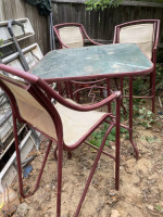 Outdoor Table with Three Bar Height Chairs
