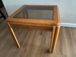 Natural Wood End Table with tinted glass