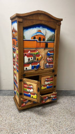 New Hand carved Wood curio cabinet folding dining table Curio
