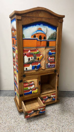 New Hand carved Wood curio cabinet folding dining table Curio