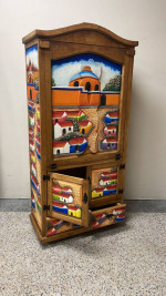 New Hand carved Wood curio cabinet folding dining table Curio