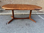 Mid Century Solid Teak Dining Table with Leaf. 1960s.
