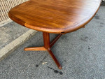 Mid Century Solid Teak Dining Table with Leaf. 1960s.