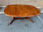 Mid Century Solid Teak Dining Table with Leaf. 1960s.