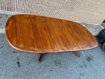 Mid Century Solid Teak Dining Table with Leaf. 1960s.