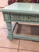 Heavy Sturdy Large Coffee Table Carved Wood and Painted