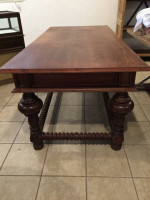 Library dining table drawers on sides Mahogany wood wax finish 79”l
