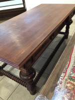 Library dining table drawers on sides Mahogany wood wax finish 79”l
