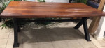 Wood wide plank Dining Table on Iron Base 82” industrial decor