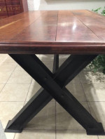 Wood wide plank Dining Table on Iron Base 82” industrial decor