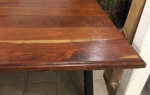Wood wide plank Dining Table on Iron Base 82” industrial decor