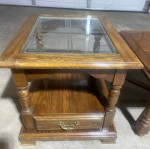 Solid Wood End Table with inlaid Glass - Good condition