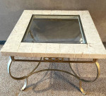 Beautiful Stone/Glass/Brass Decorative End/Accent TABLE - good cond.