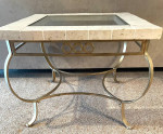 Beautiful Stone/Glass/Brass Decorative End/Accent TABLE - good cond.